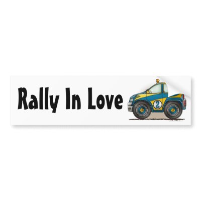 Blue Rally Car Rally In Love Bumper Sticker by art1st