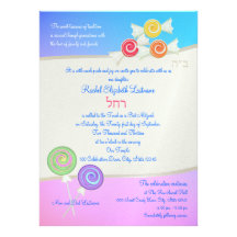 Blue Raspberry Candy Bat Mitzvah Personalized Announcements