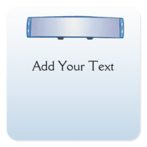 Blue Rearview Mirror on Blue Gradient Square Sticker