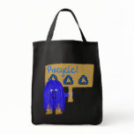 Blue Recycle sign Canvas Bags
