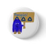 Blue Recycle sign Pin
