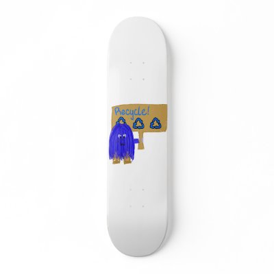 Blue Recycle sign Custom Skateboard by PeacePeople