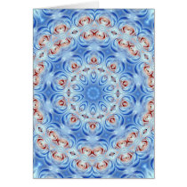 blue,red and white  flowers crazy card