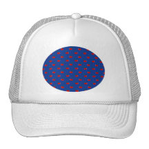 Blue red cherry pattern mesh hat