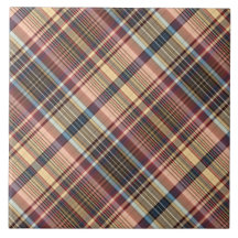 Blue red cream plaid ceramic tile