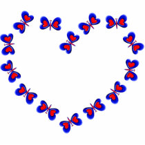 Blue & Red Heart Butterfiles Heart Acrylic Cut Outs