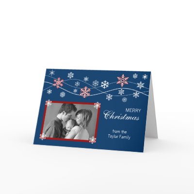 Blue & Red Photo Holiday Greeting Card Template by SocialiteDesigns