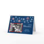 Blue & Red Photo Holiday Greeting Card Template