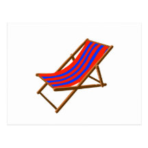 blue red striped wooden beach chair.png postcard