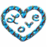 Blue-Red Swirl Heart with Love