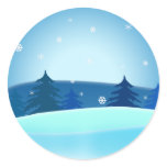 Blue Retro Christmas Trees Stickers