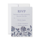 Blue Retro Flower Design RSVP Personalized Announcements