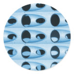 blue retro metal round sticker