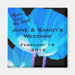 Blue Retro Poppy Magnet