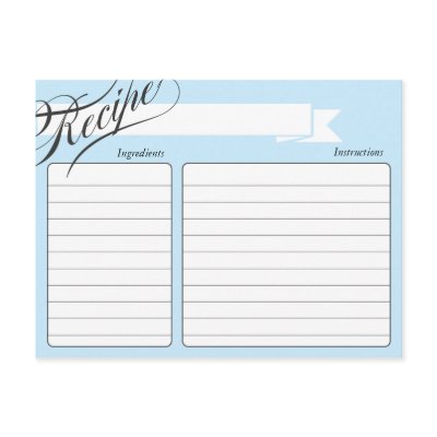 Blue Retro Recipe Card by OrangeOstrichDesigns