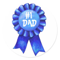 Blue Ribbon #1 Dad Stickers