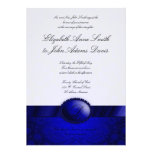 Blue Ribbon Damask Wedding Invitation