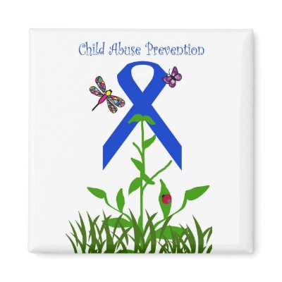 Blue ribbon flower Child Abuse Prevention magnet by marcya7