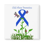Blue ribbon flower Child Abuse Prevention magnet