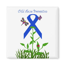 Blue ribbon flower Child Abuse Prevention magnet