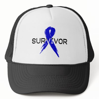 Blue Ribbon -Survivor Trucker Hat by HarvickDesigns