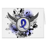 Blue Ribbon With Wings Syringomyelia Greeting Cards