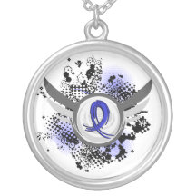 Blue Ribbon With Wings Syringomyelia Custom Jewelry