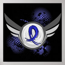 Blue Ribbon With Wings Syringomyelia Poster
