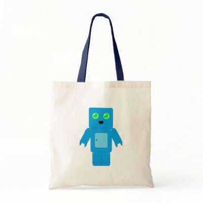 Blue Robot Canvas Bags by toxiferous