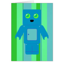 Blue Robot Greeting Card