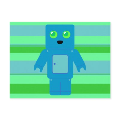 Blue Robot Postcard by toxiferous