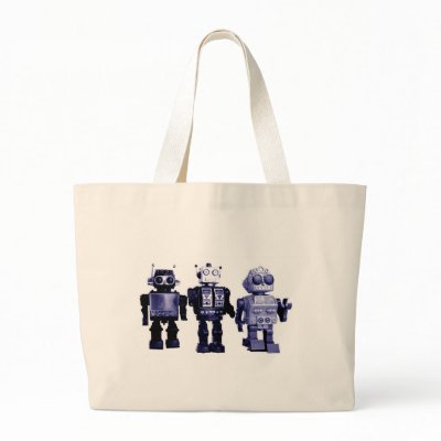 blue robots bag by vintage_robots