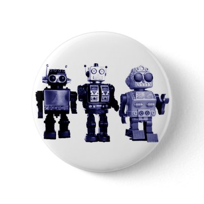 blue robots button by vintage_robots