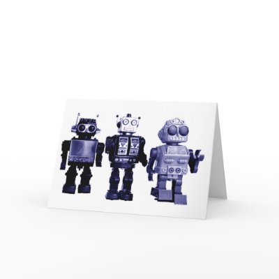 blue robots card by vintage_robots