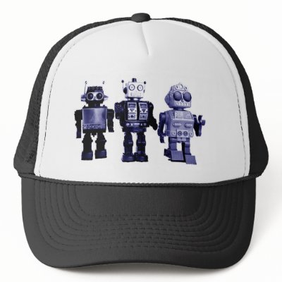 blue robots hat by vintage_robots