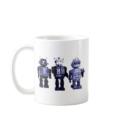blue robots mug by vintage_robots
