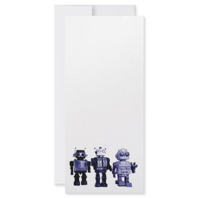 blue robots rack card by vintage_robots
