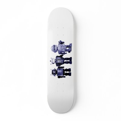 blue robots skateboard by vintage_robots