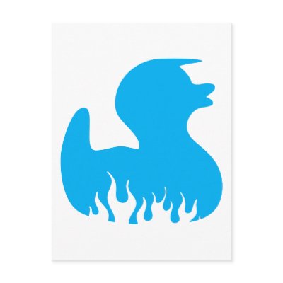 Blue Rockabilly Duck Postcard by megnomad