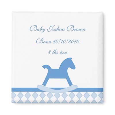 Blue Rocking Horse New Baby Magnet by CountryCharm