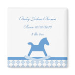 Blue Rocking Horse New Baby Magnet