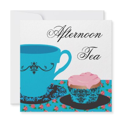 Blue Rose Afternoon Tea Custom Invitation by InvitationCentral