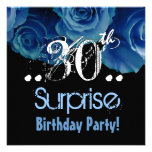 Blue Rose Bouquet 30th Surprise Birthday Party Custom Invite