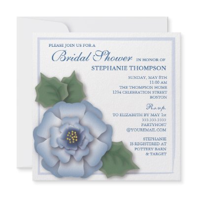 Blue Rose Floral Bridal Shower Invitation by kat_parrella