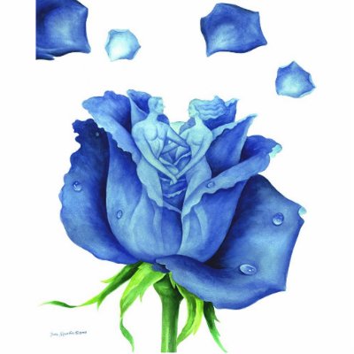Blue Rose Flower Painting Art Man Woman Figure by JUDERM