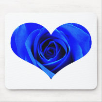 Blue Rose Heart Mousepad
