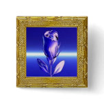 Blue Rose in Golden Frame Button