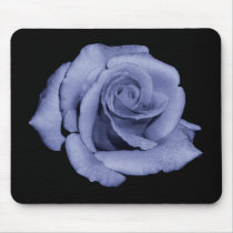 Blue rose on black background mousepad (gifts)