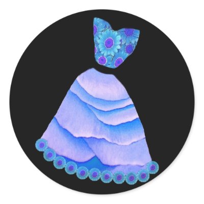Blue Rose Petal Bridesmaid Dress - Flowered Bodice Sticker by JaclinArt