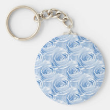 Blue Rose Wallpaper Pattern Keychains